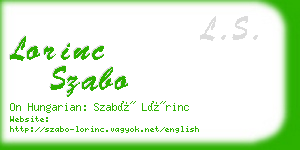lorinc szabo business card